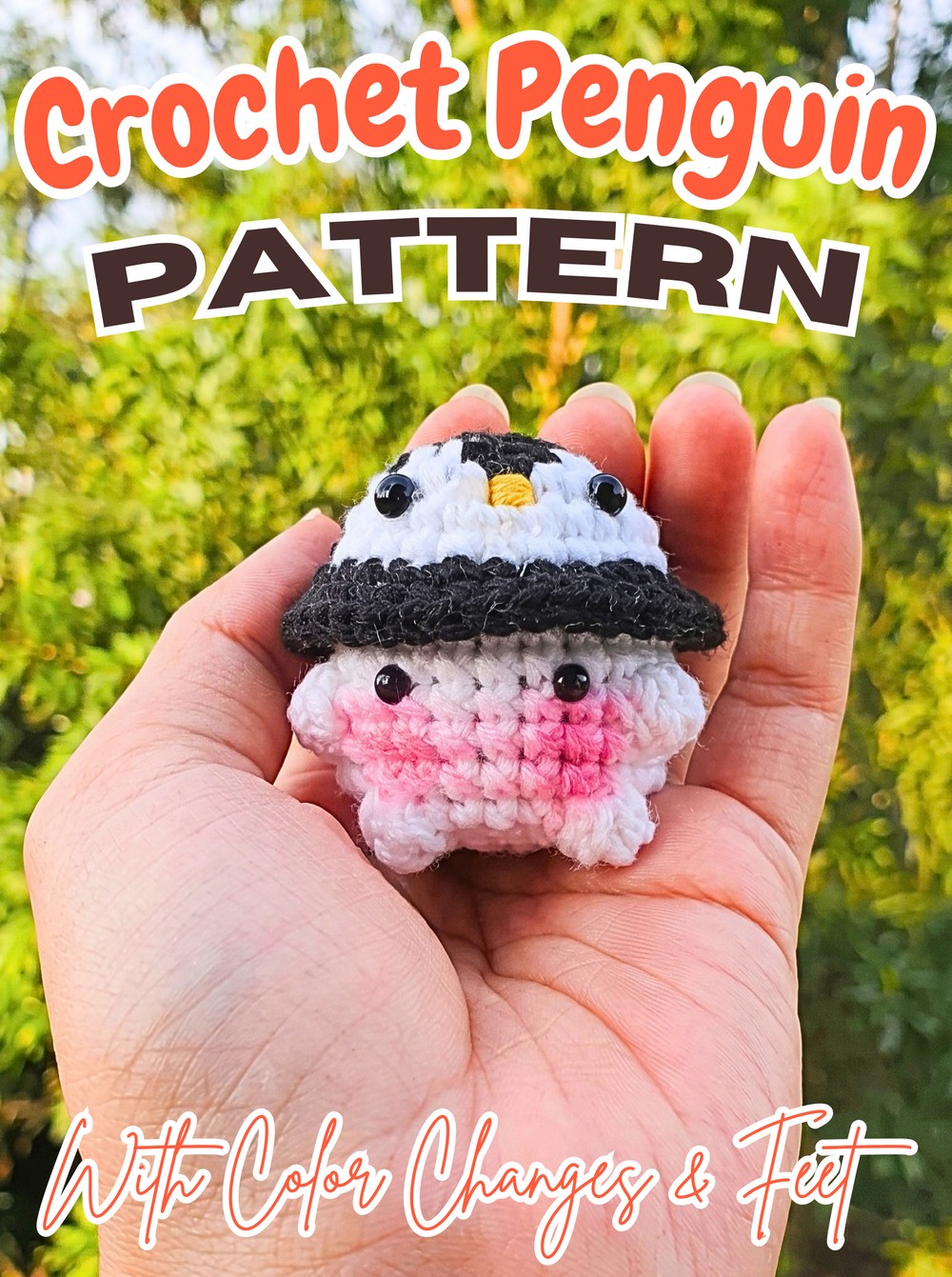 Crochet Penguin Pattern with Color Changes and Bobble Feet