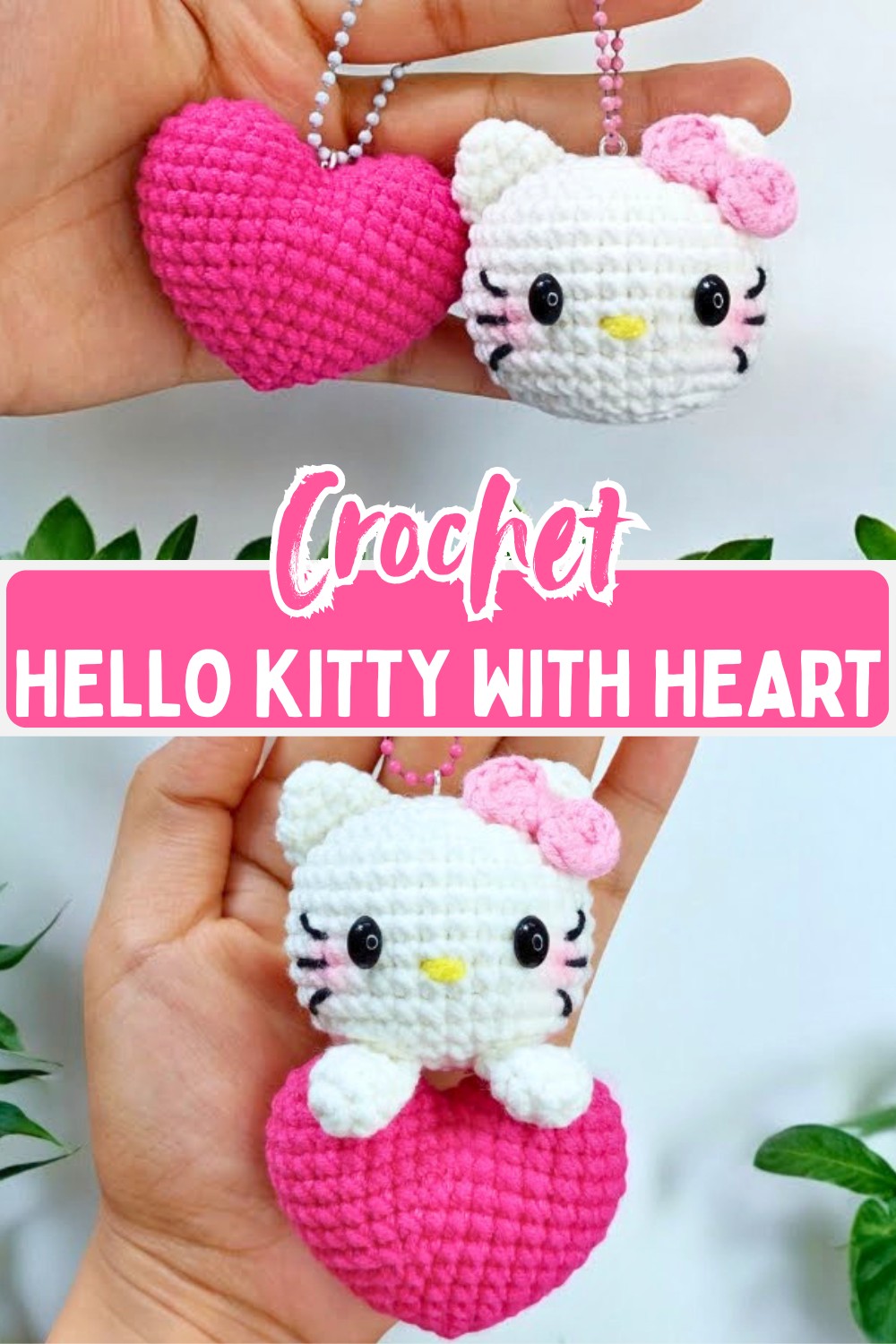 Easy Crochet Hello Kitty with Heart Keychain Tutorial