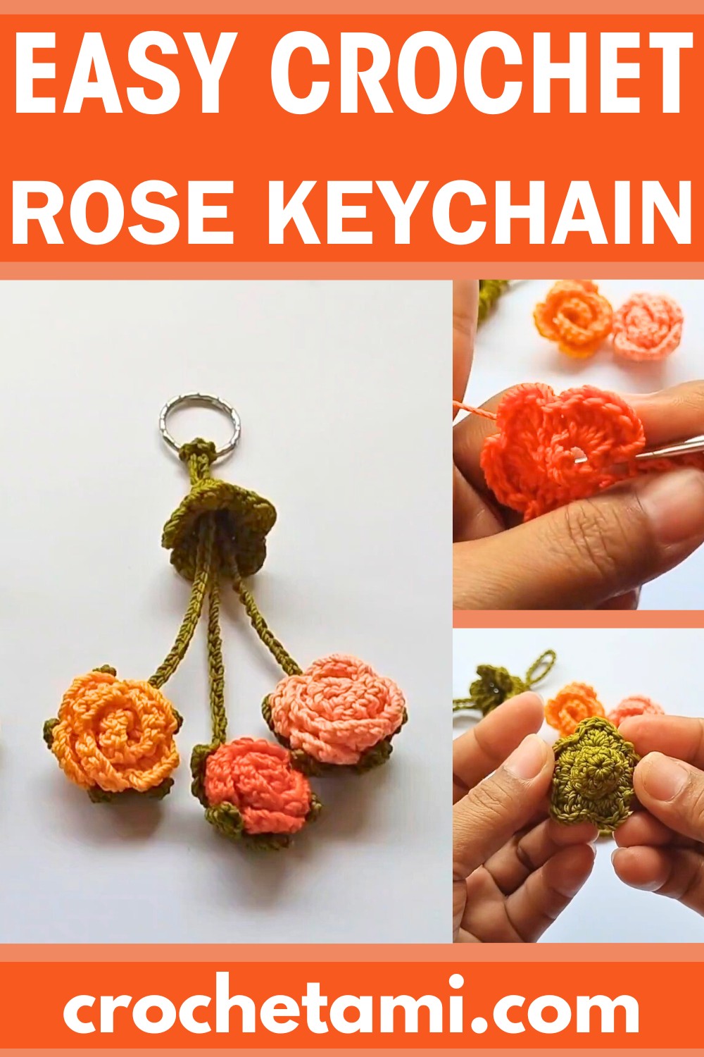 Simple and Elegant Crochet Rose Keychain Tutorial