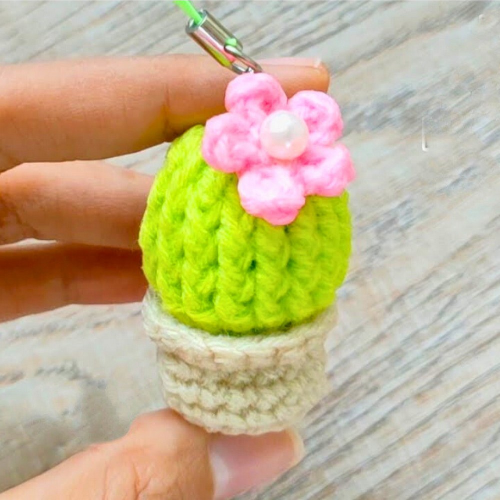 Crochet Mini Cactus Keychain Pattern