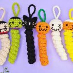 Crochet Worry Worm Keychain - Halloween Version