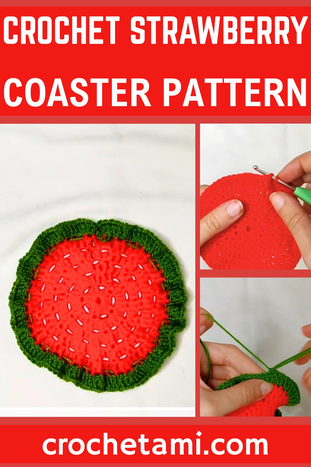 Easy Crochet Strawberry Coaster Tutorial – Simple & Charming