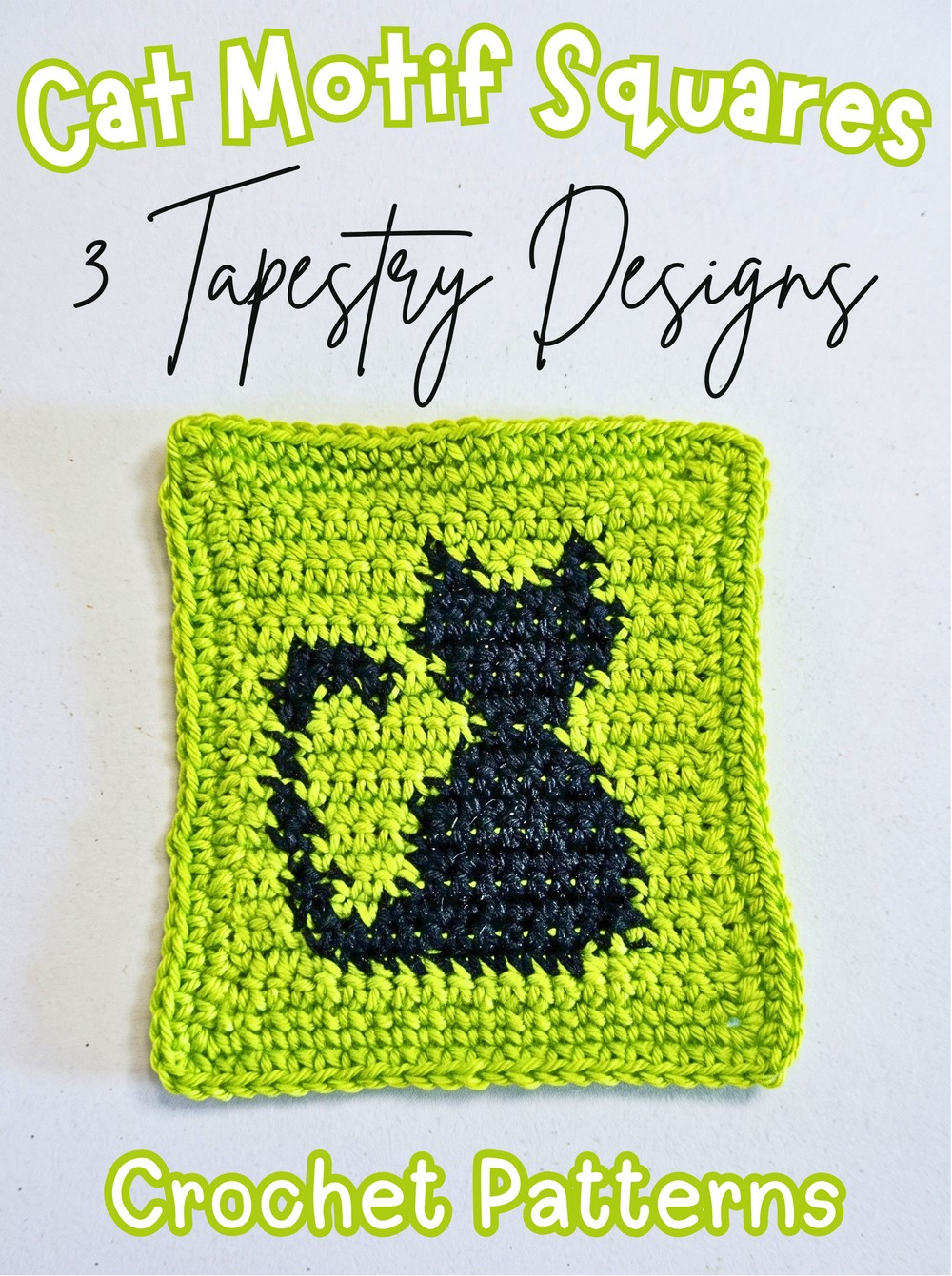 Crochet Cat Motif Squares: 3 Tapestry Crochet Designs