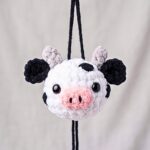 Crochet Cow Car Charm Pattern – Fluffy Amigurumi Cow