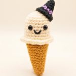 Crochet Halloween Ghost Ice Cream Cone Amigurumi Pattern