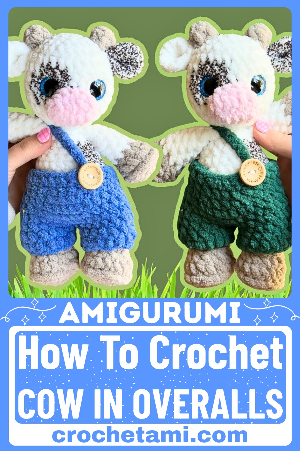 Crochet a Low-Sew Cow in Overalls with Simple Techniques