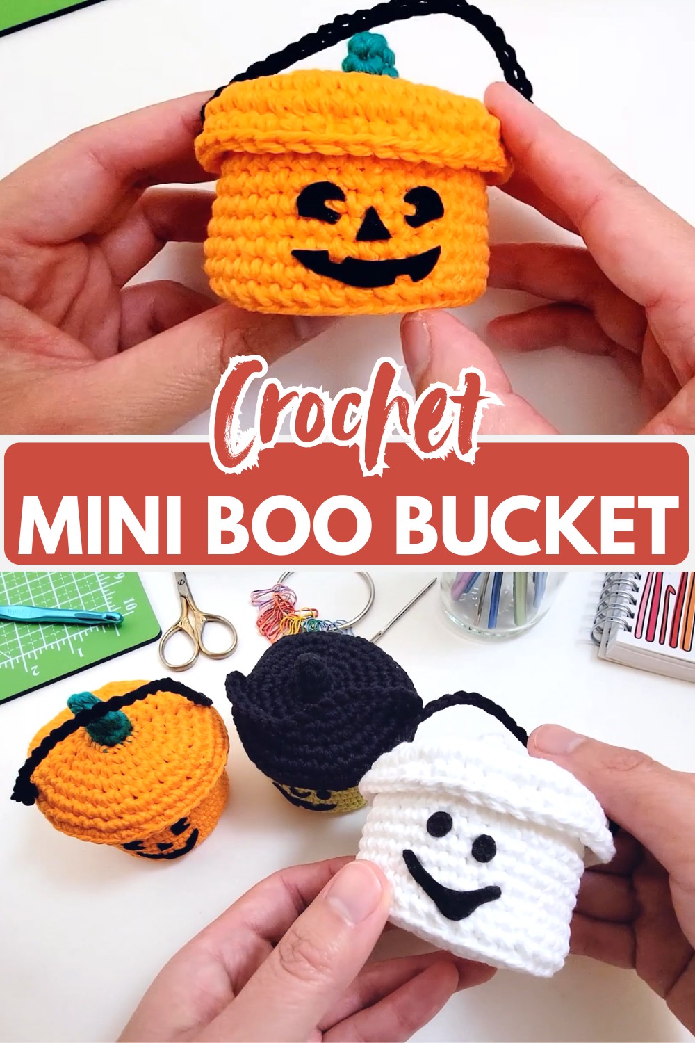 Halloween Mini Boo Bucket Crochet Tutorial