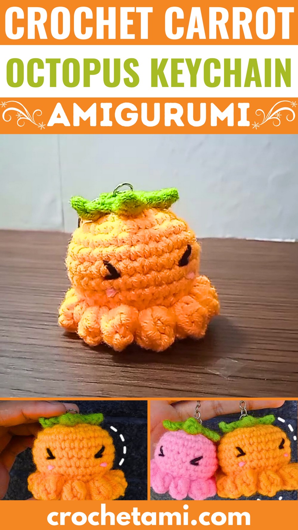 Crochet Carrot Octopus Keychain Tutorial for Beginners and Experts