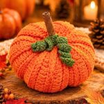 Crochet Pumpkin Pattern with Curly Vine and Cinnamon Stem