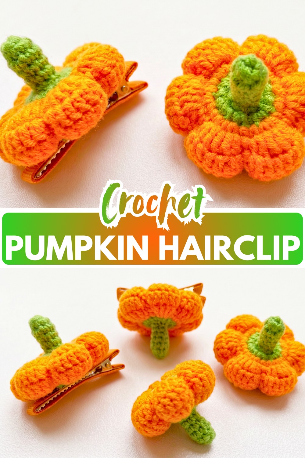 Easy Crochet Pumpkin Hairclip Pattern For Halloween