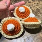 Handmade Crochet Mini Pumpkin Pie Keychain – Fall Accessories