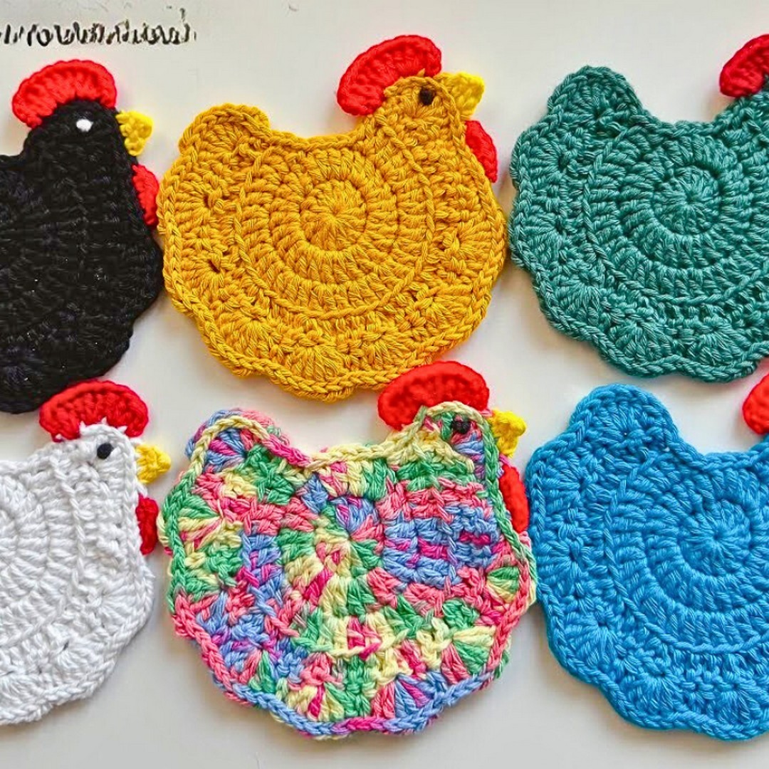 Crochet Chicken Coaster Pattern – Fun, Decorative, and Functional