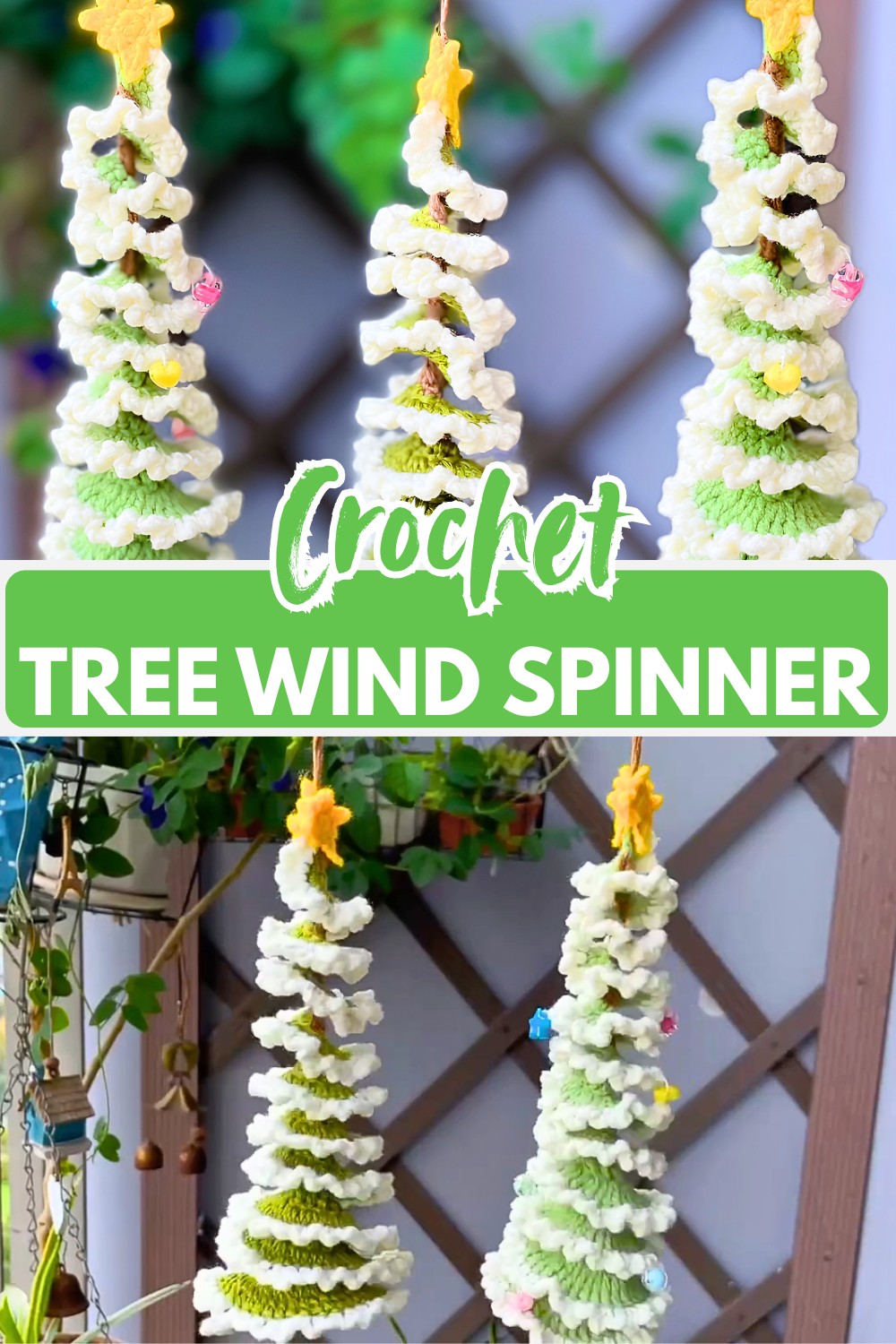 Crochet Christmas Tree Wind Spinner Tutorial for Festive Holiday