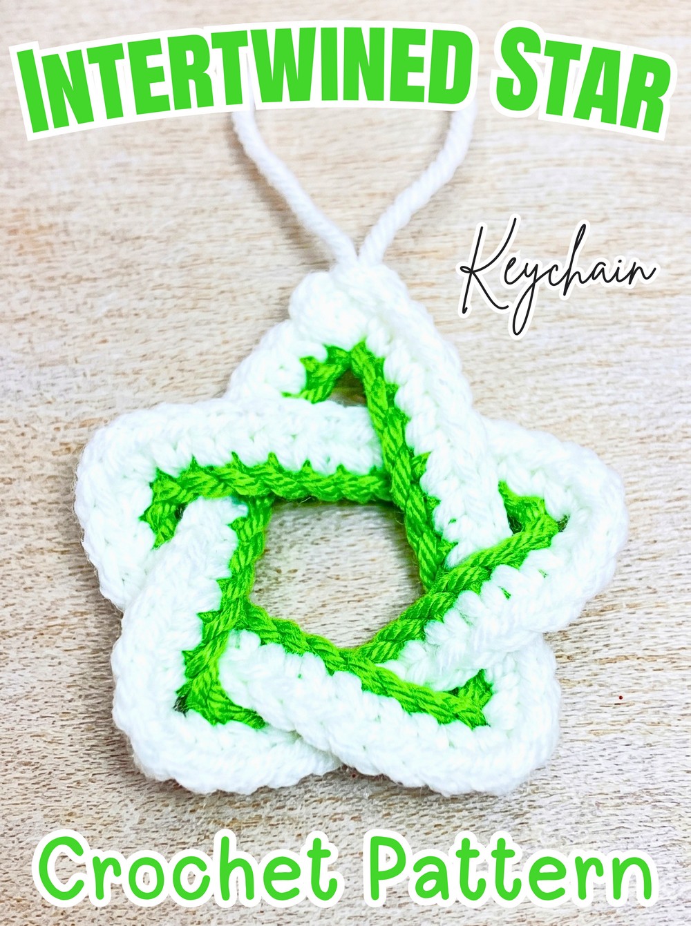 Crochet Intertwined Star Keychain Pattern - 5-Point Star