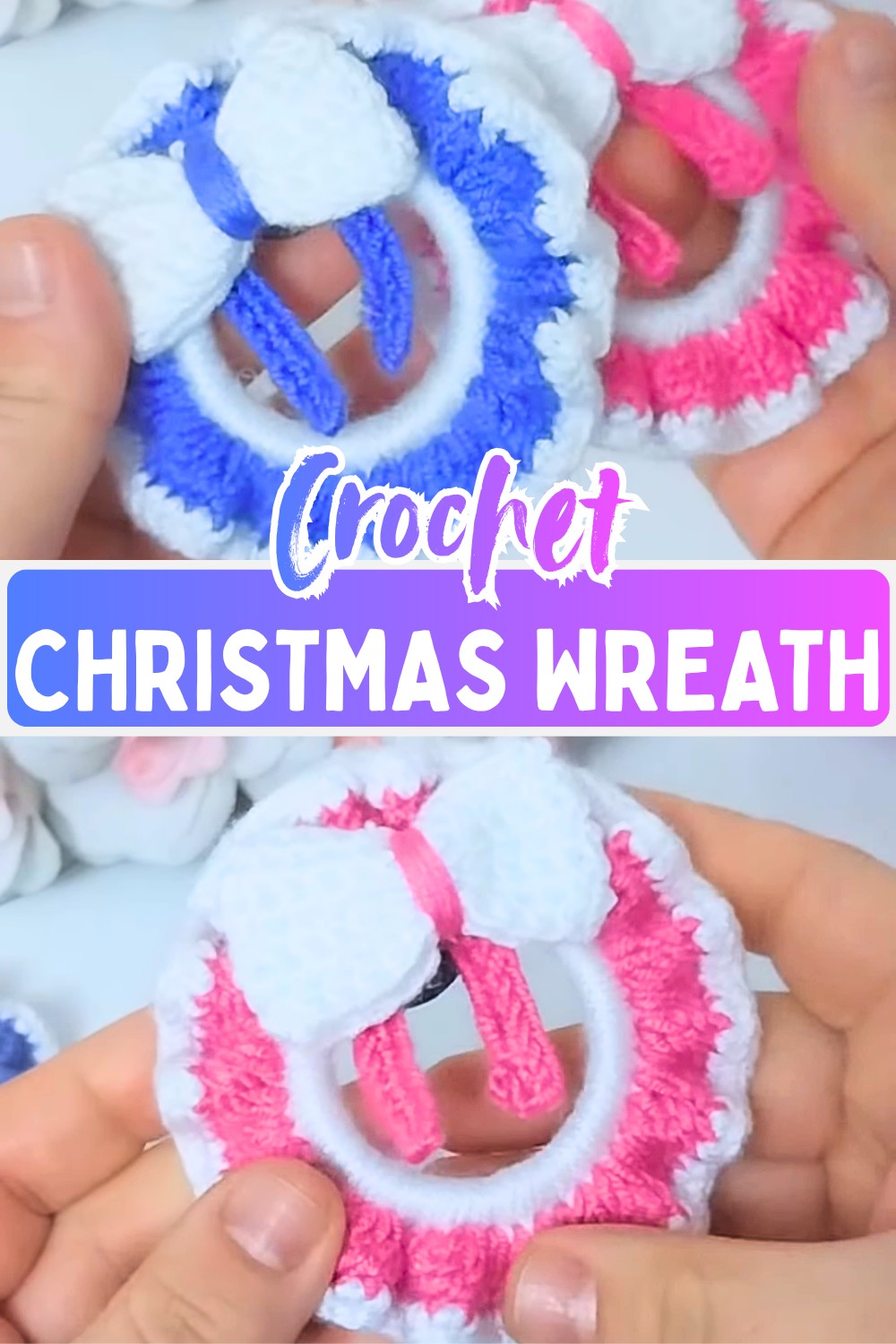 How to Crochet Christmas Wreath Ornament with Decorative Bow