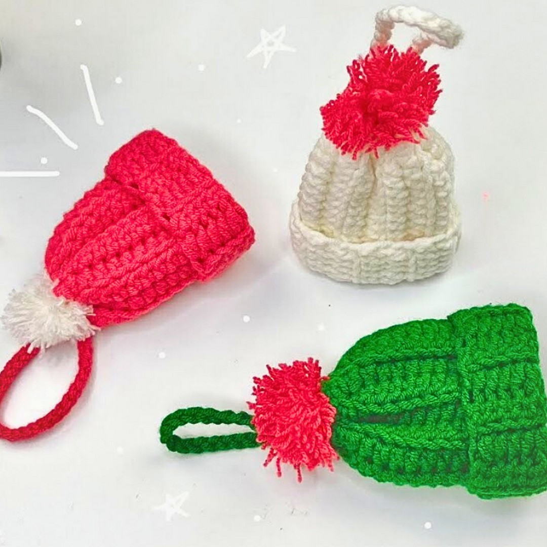 How to Crochet Mini Christmas Hat Ornament for Festive Holiday Decor