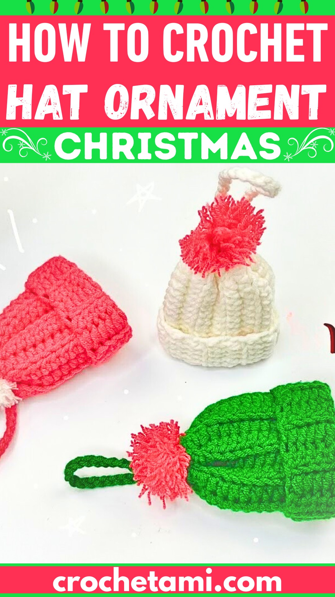How to Crochet Mini Christmas Hat Ornament for Festive Holiday Decor