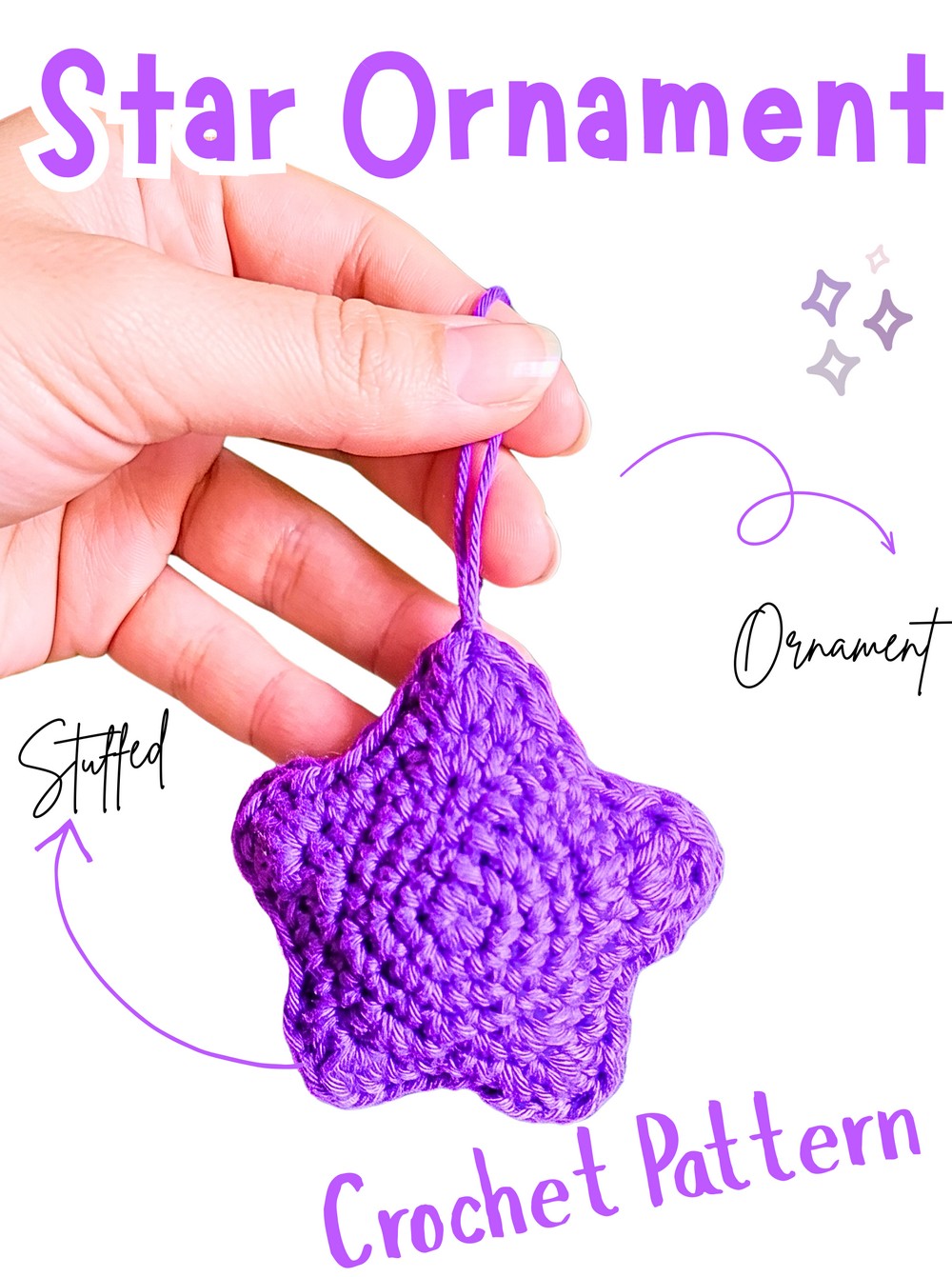 Stuffed Crochet Star Ornament with Textured Points