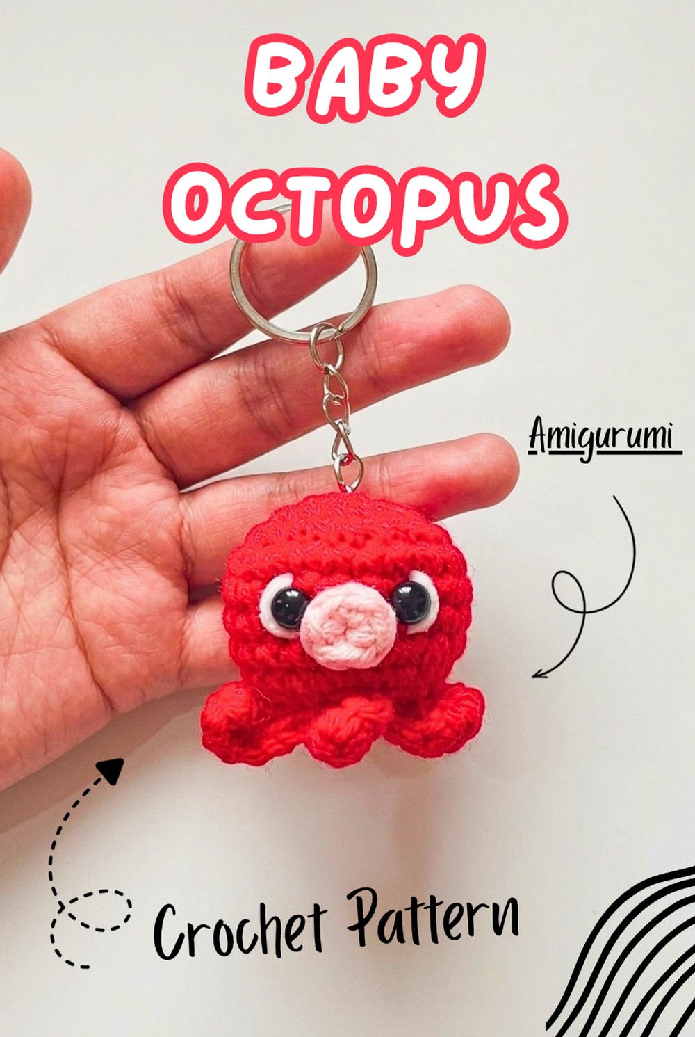 Crochet Baby Octopus Amigurumi Pattern with Six Curling Tentacles