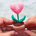 Crochet Heart Flower Pot Amigurumi for Handmade Gift