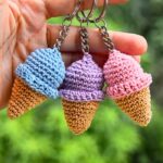 Crochet Ice Cream Keychain for Cute Summer Accessory