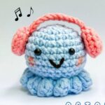 Crochet Octopus Amigurumi Keychain with Headphones