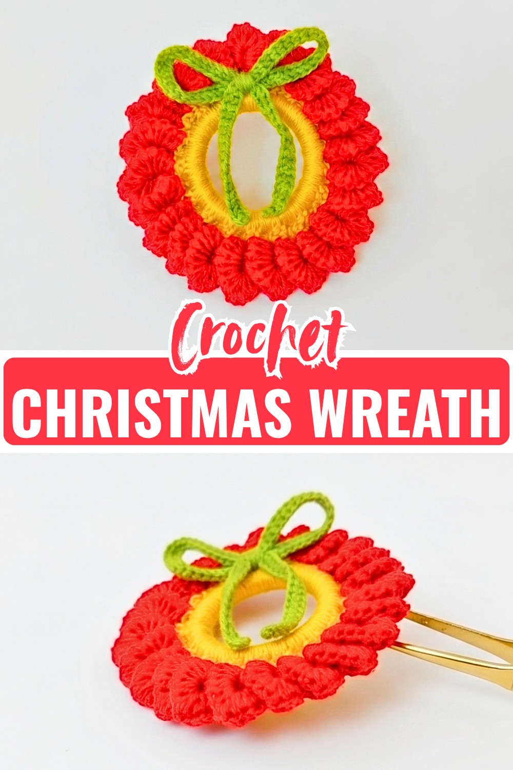 Crochet Christmas Wreath with Leaf Motif Easy Holiday Ornament