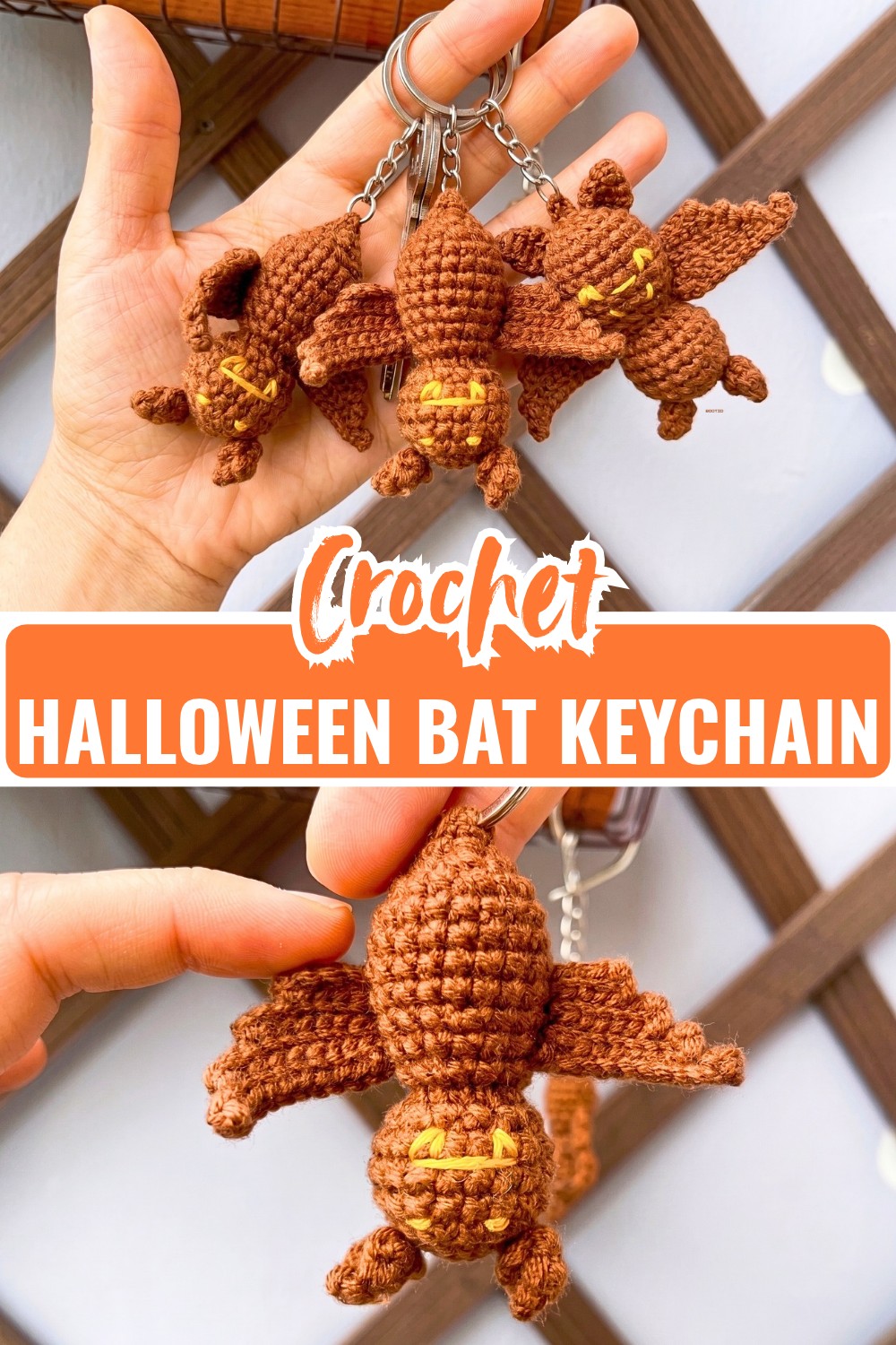 Crochet Halloween Bat Keychain for Handmade Bag Charm