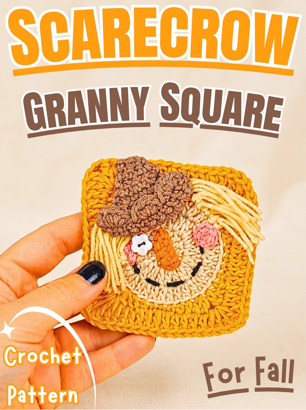 Crochet Scarecrow Granny Square Pattern for Fall