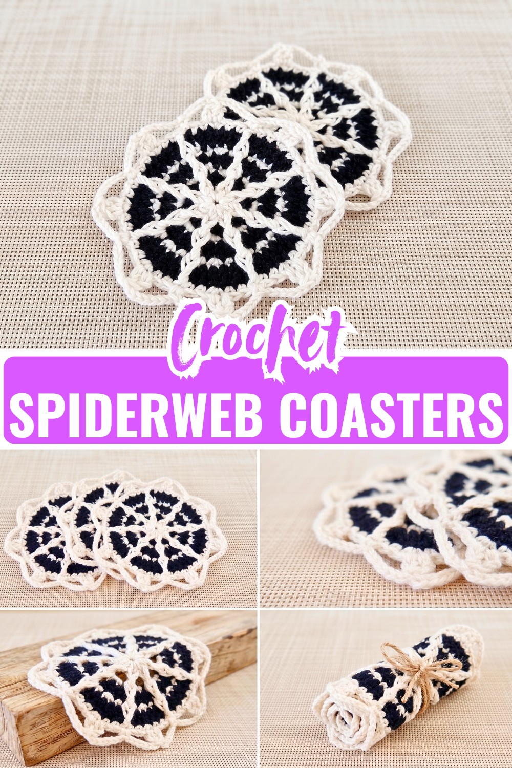 Crochet Spiderweb Coasters for Halloween & Everyday Tables