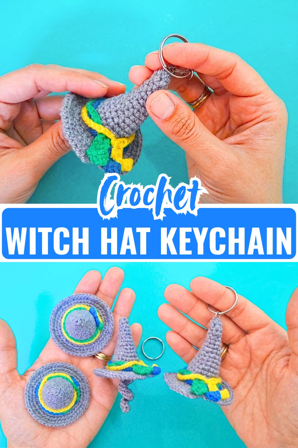 How to Crochet a Tiny Halloween Witch Hat Keychain