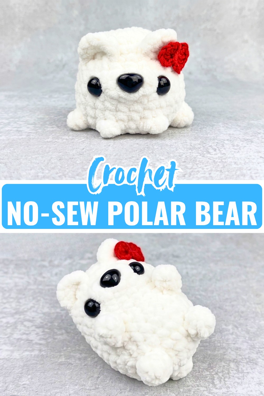 No-Sew Crochet Polar Bear Pattern with Optional Christmas Bow