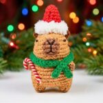 Christmas Capybara Crochet Pattern with Hat and Scarf
