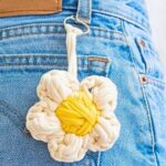 Chunky Crochet Flower Bag Charm with Puff Stitch Petals