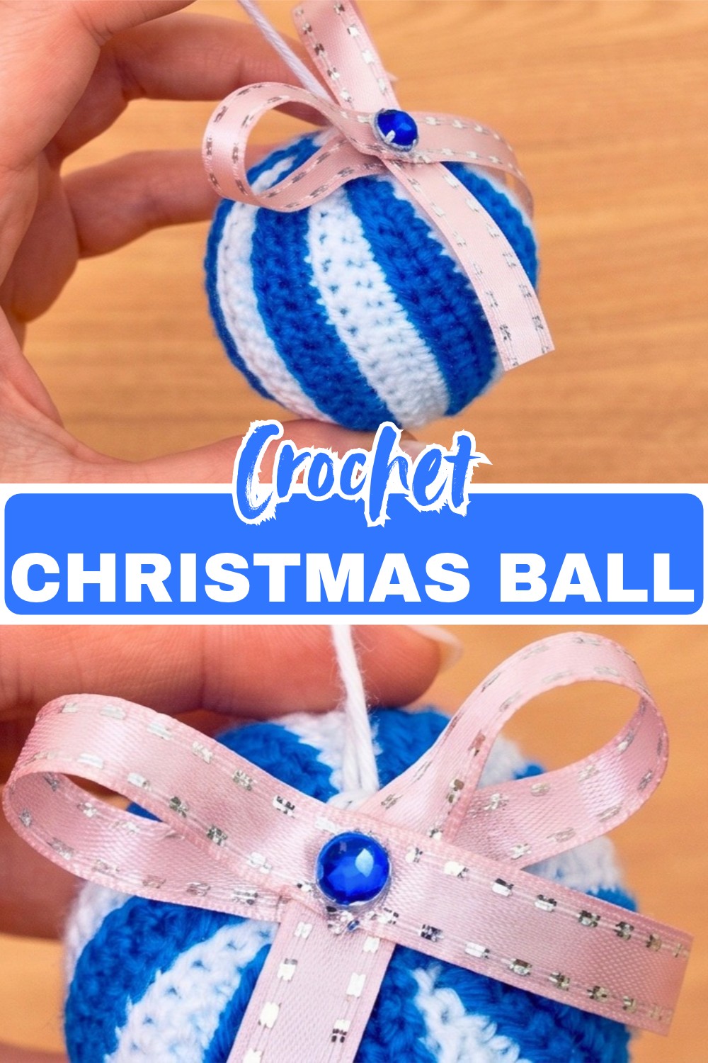 Crochet Christmas Ball Ornament Pattern with Striped Design
