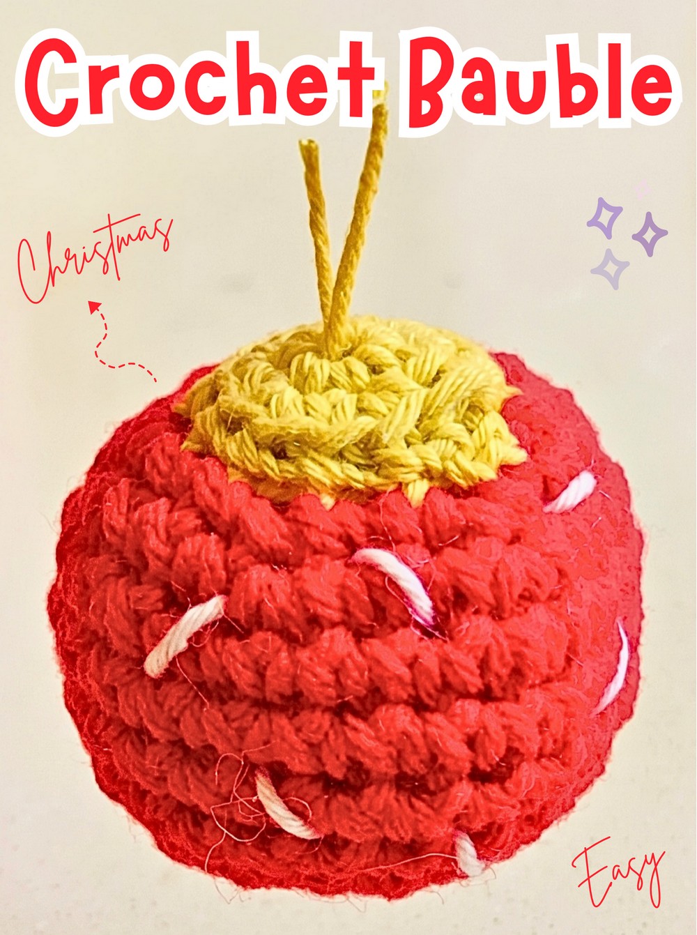 Crochet Christmas Bauble Ornament with Hanging Loop
