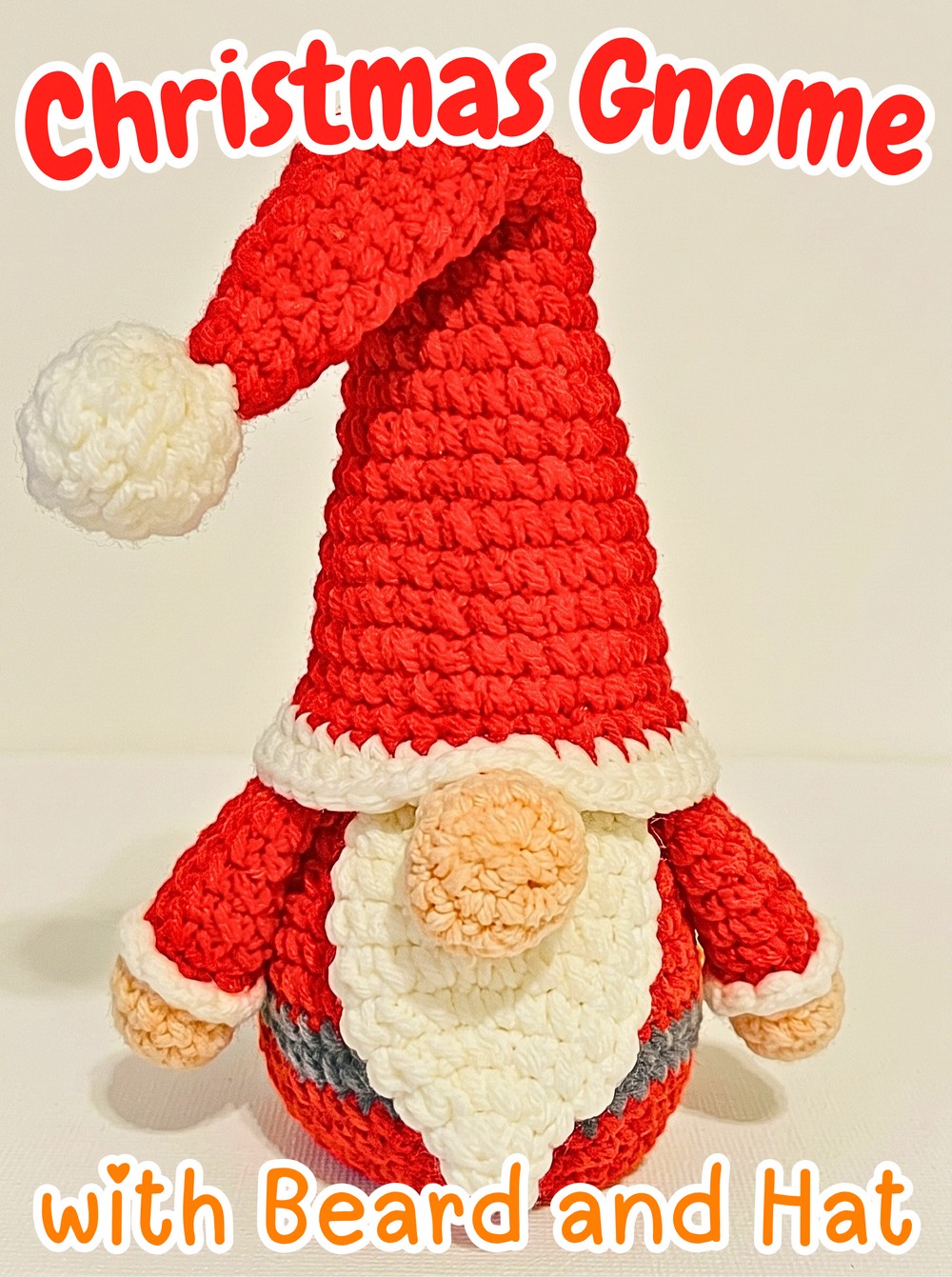 Crochet Christmas Gnome Pattern with Beard and Floppy Hat