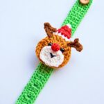 Crochet Christmas Reindeer Strap Pattern with Santa Hat & Tree