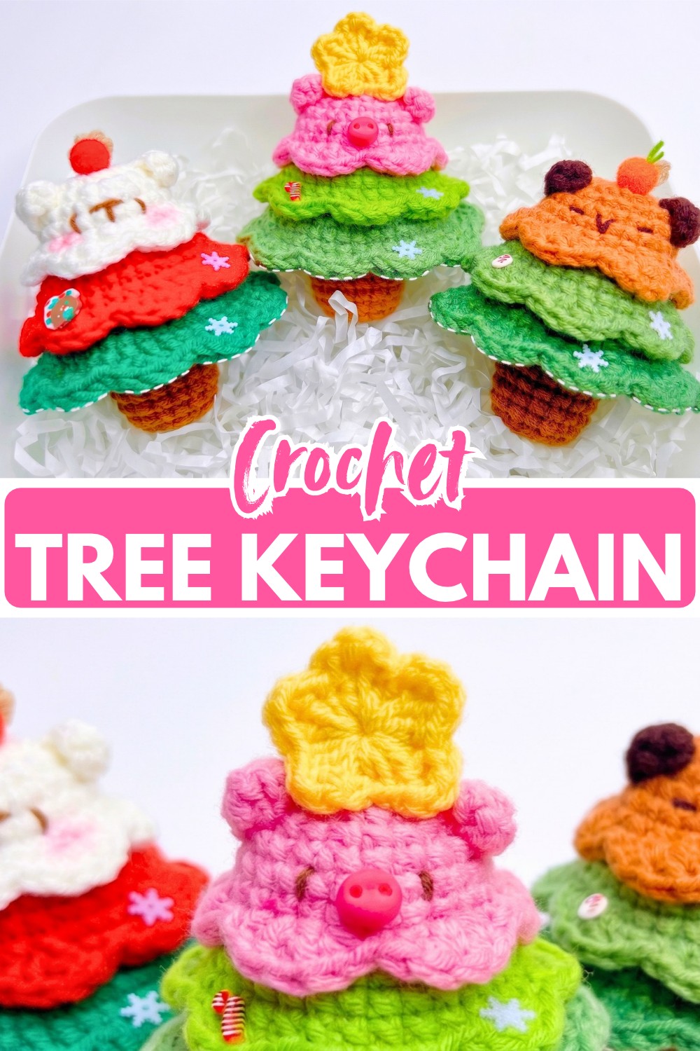 Crochet Christmas Tree Keychain - Easy Layered Tree Tutorial
