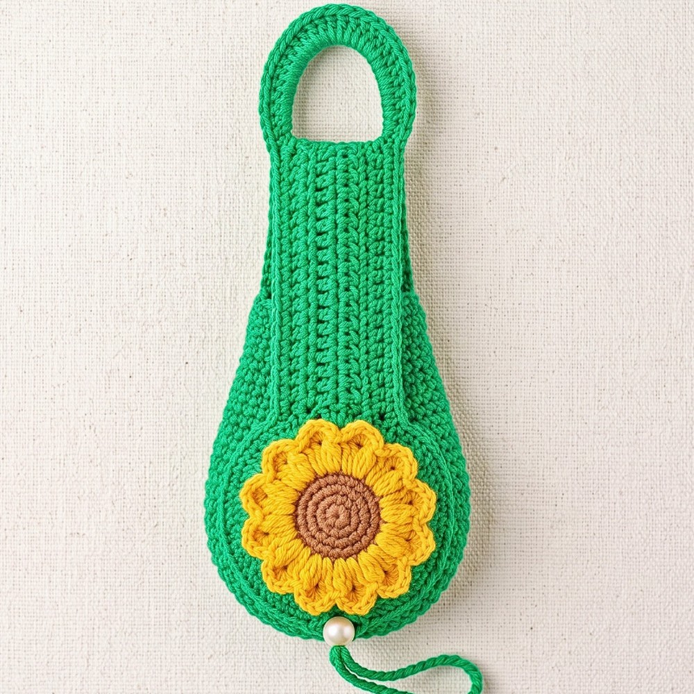 Crochet Flower Mug Cozy Pattern – Leaf Loop & Flower Button