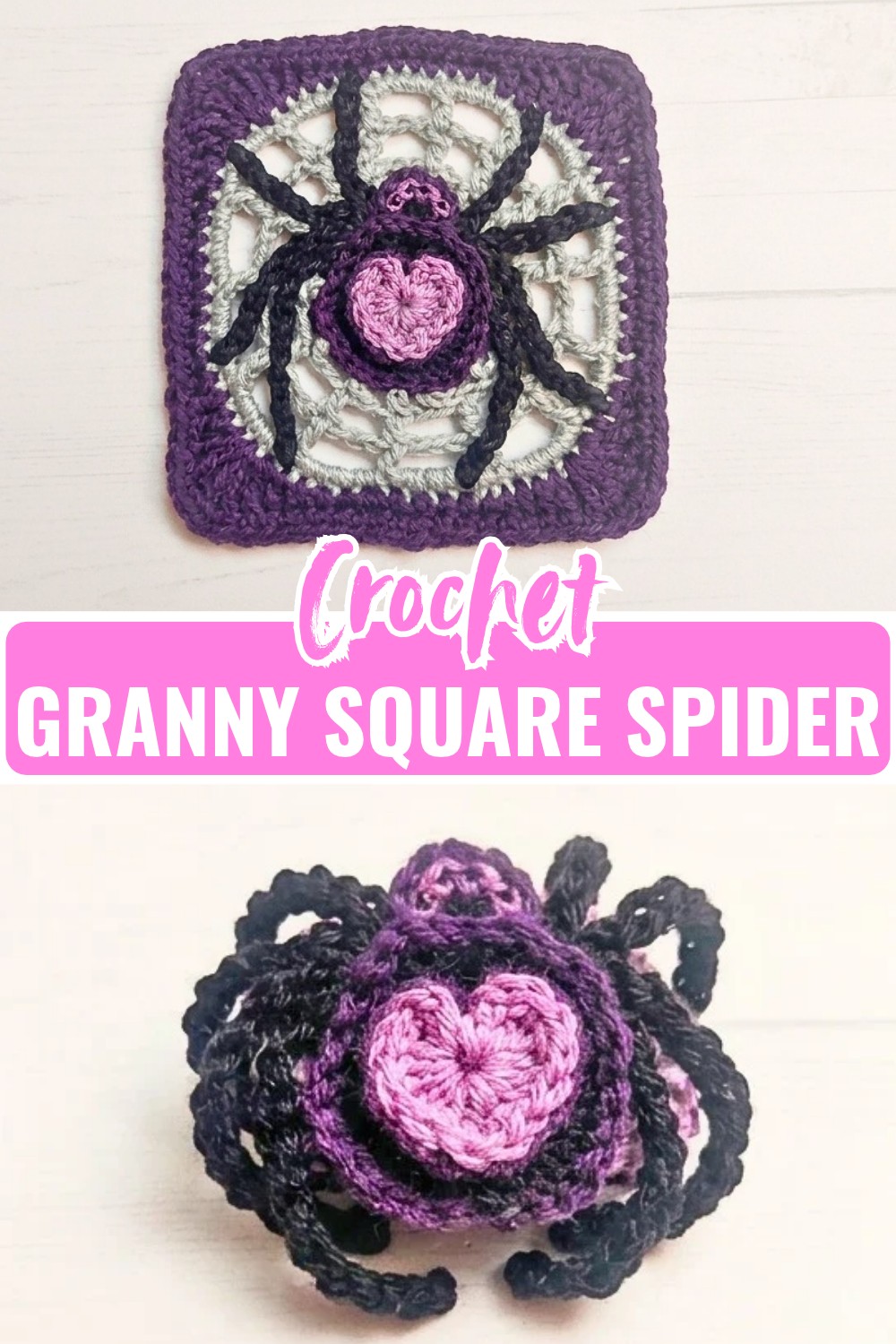 Crochet Granny Square Garden Heart Spider Pattern Free