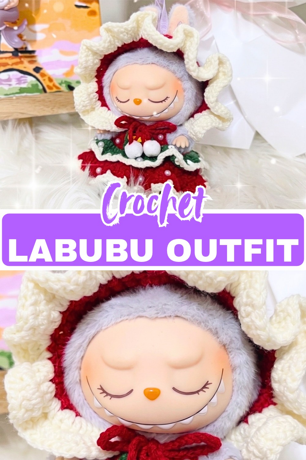Crochet Labubu Christmas Outfit - Cloak and Dress Tutorial