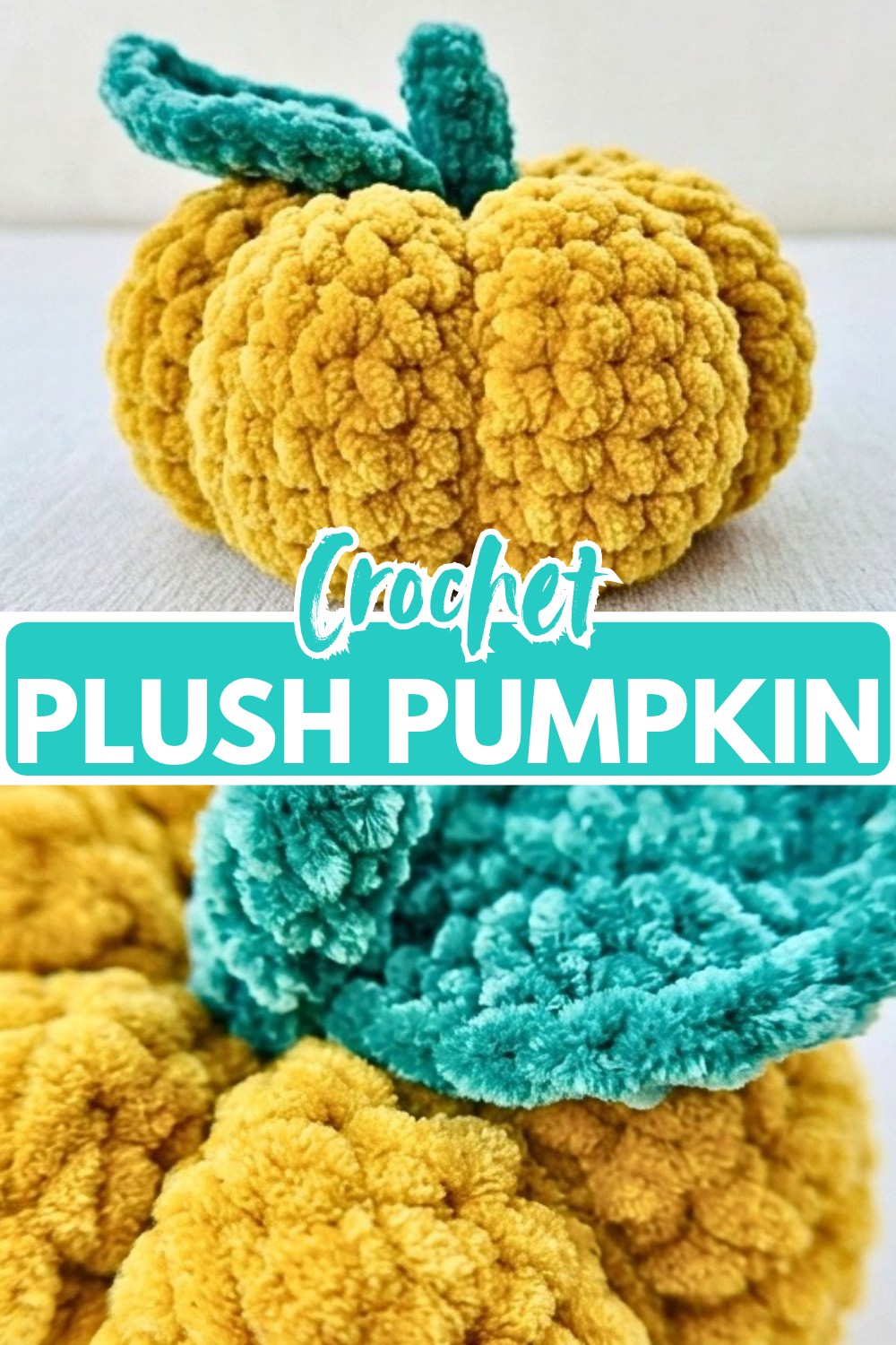 Crochet Plush Pumpkin Pattern with Leaf and Stem