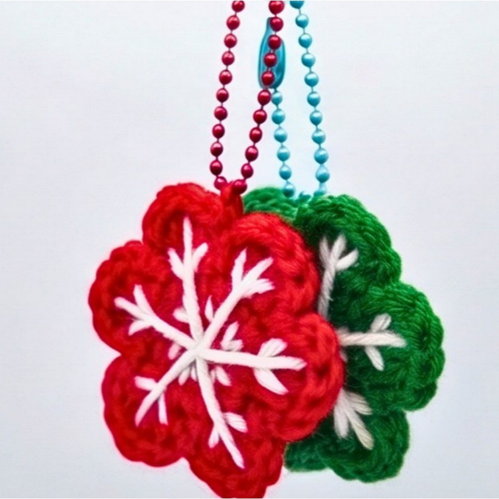 Crochet Snowflake Keychain Pattern For Gift