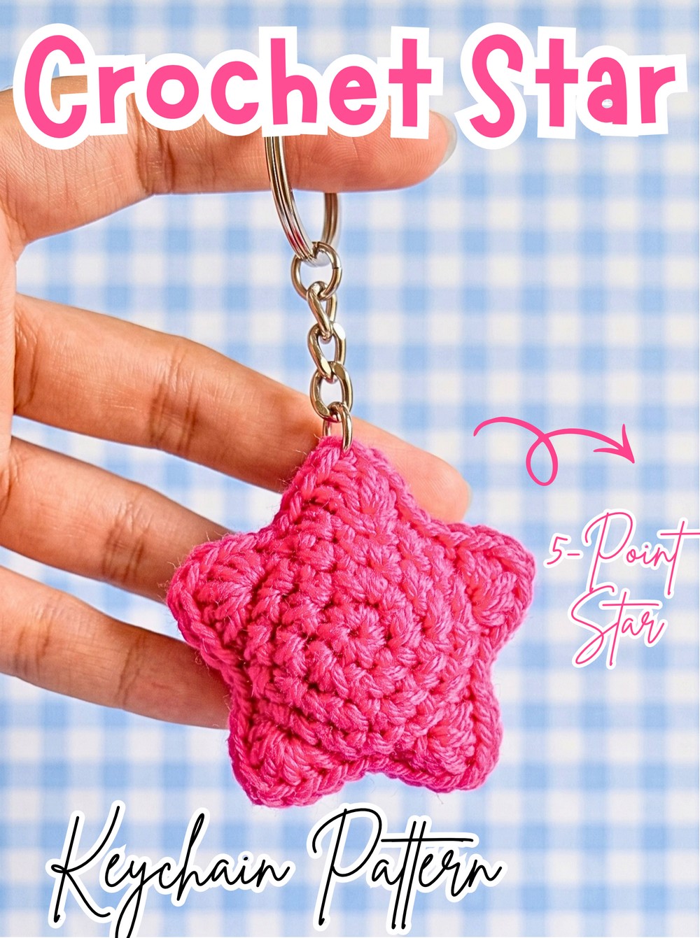 Crochet Star Keychain Pattern - Easy Stuffed 5-Point Star