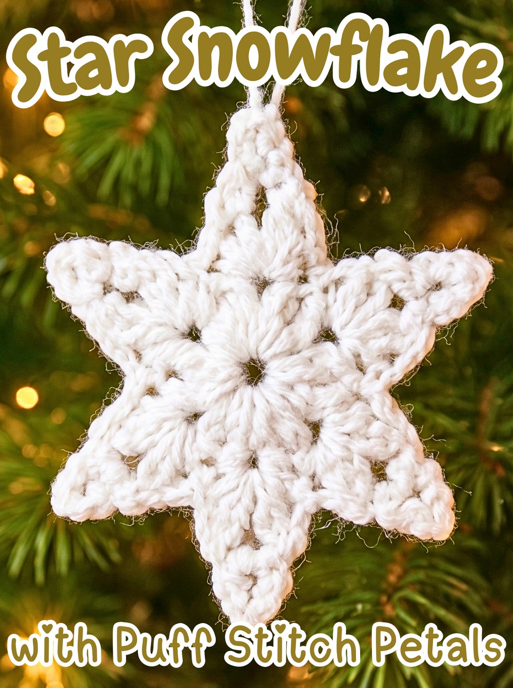Crochet Star Snowflake Pattern with Puff Stitch Petals