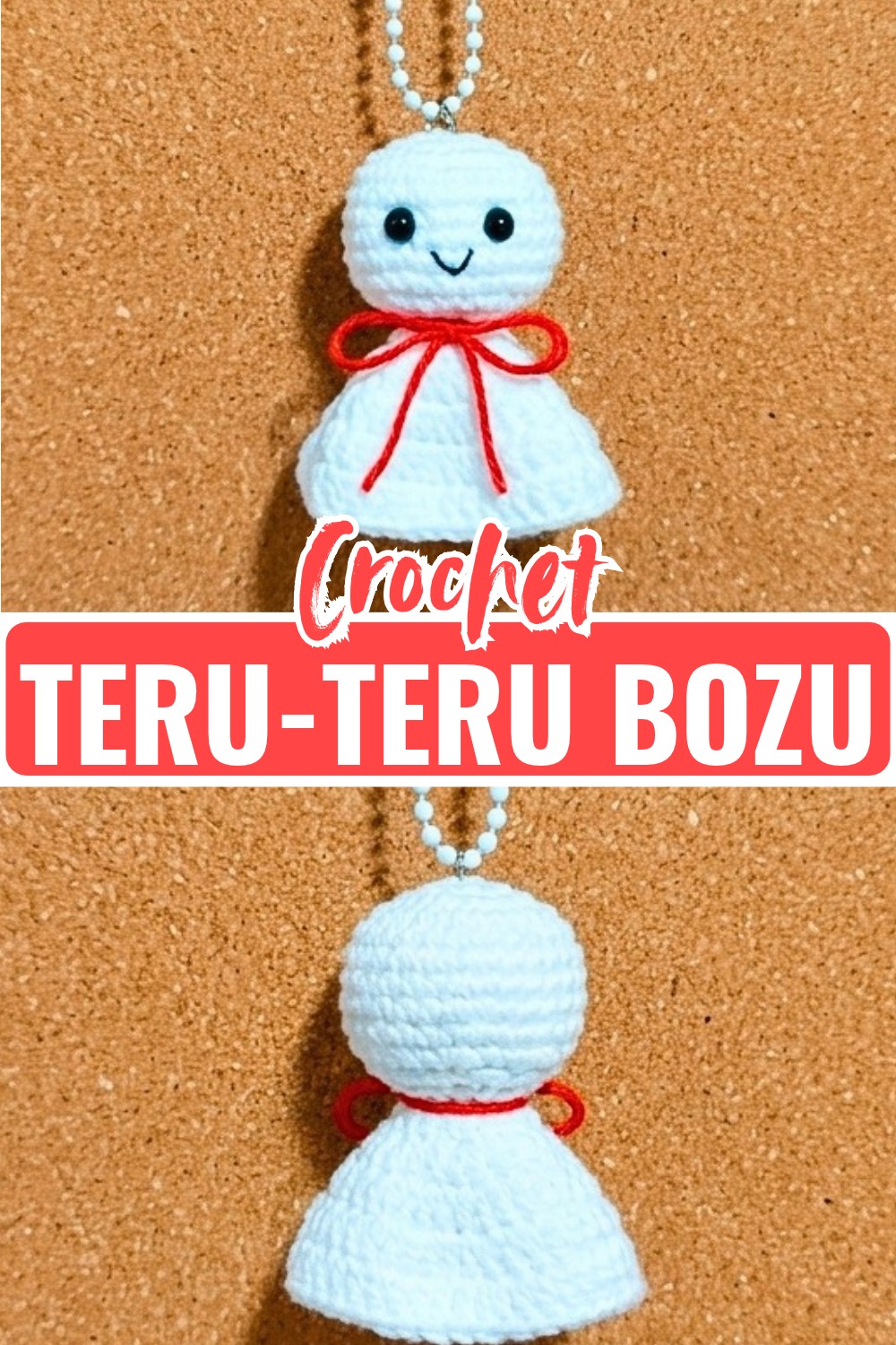 Crochet Teru-Teru Bozu Amigurumi Pattern with Red Bow