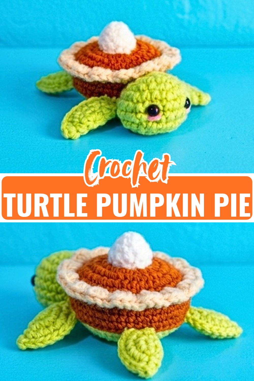 Crochet Turtle Pumpkin Pie Pattern - Cute Fall Amigurumi
