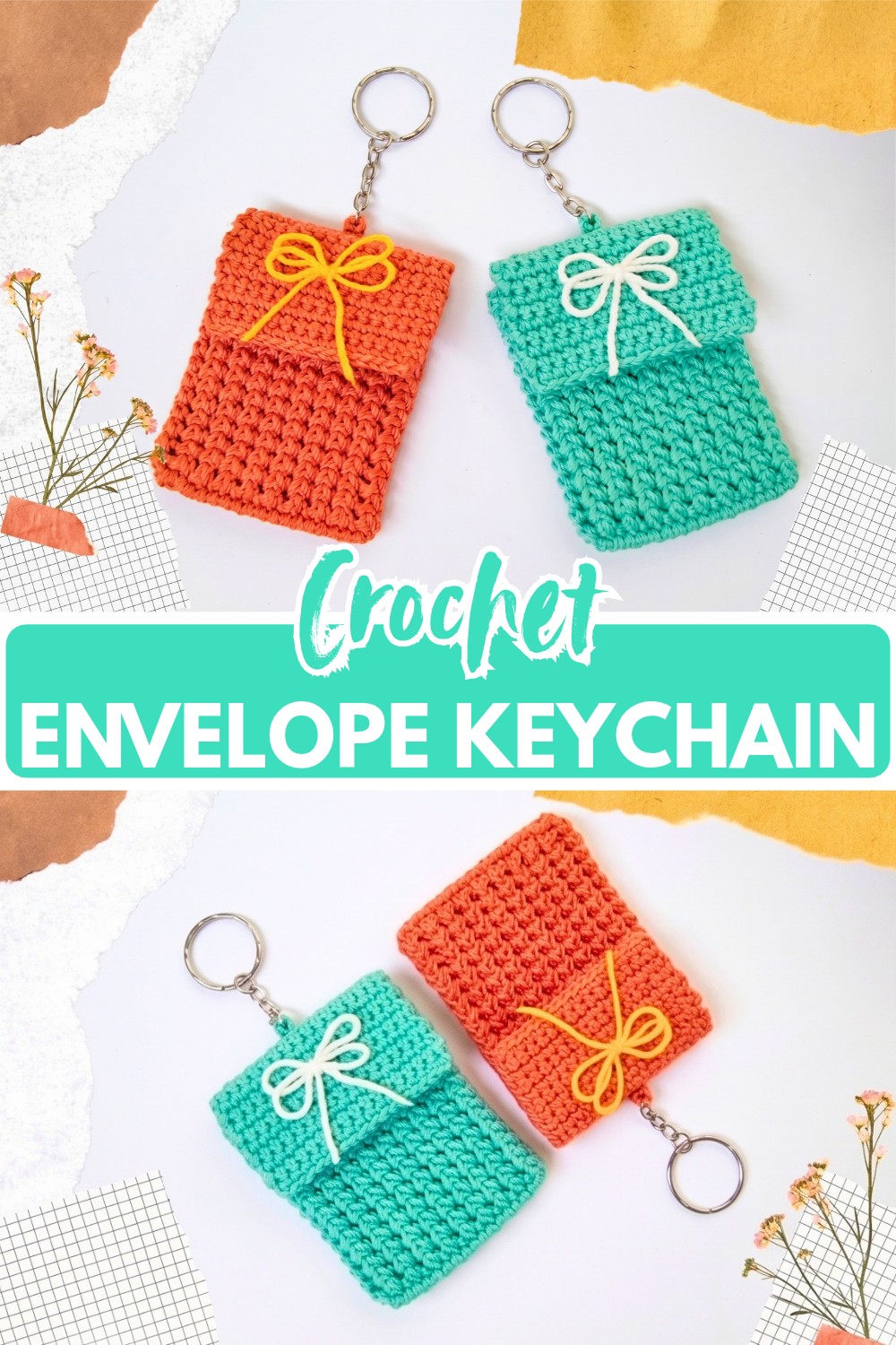 Easy Crochet Envelope Keychain Pattern with Velcro Closure