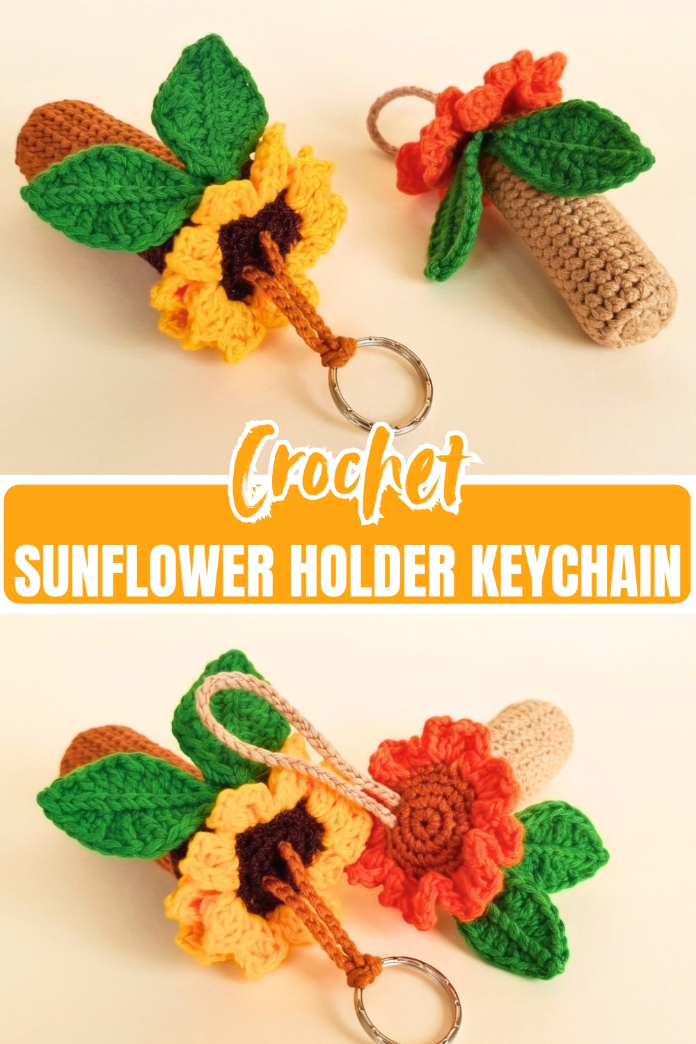Easy Crochet Sunflower Holder Keychain Tutorial